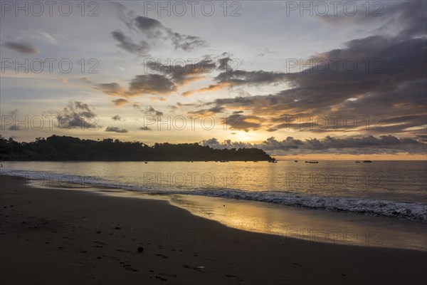 Sunset on the coast in Drake Bay