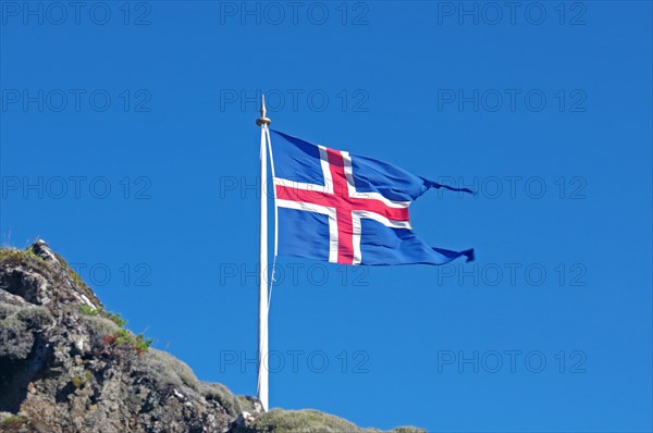 Icelandic flag waving in the wind