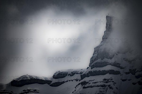 Peak of Hohen Ifen in the fog