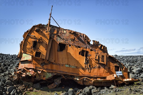 Shipwreck in lava field