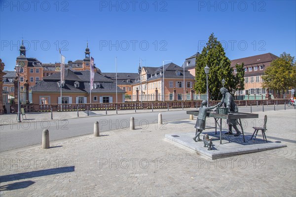 Monument Asparagus Woman in front of the main entrance of Schwetzingen Palace