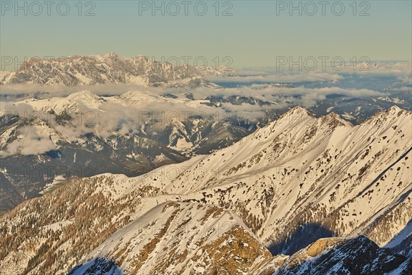 View from Mount Kitzsteinhorn on snow covered mountains