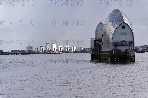 Gates of the Thames Barrier in open normal position