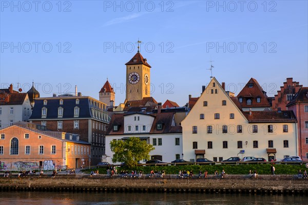 City view with town hall tower and Danube