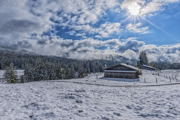 View from the snow-covered Winklmoosalm