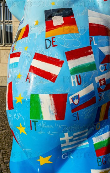 Europe map and flags on a Buddy Bear