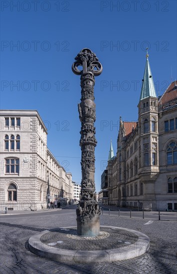 2000 Years of Christianity is the title of the bronze monumental column by the artist Juergen Weber on Braunschweig's Ruhfaeutchenplatz. The development of Christianity over the last 2000 years is depicted in several scenes. In the head of the column are the symbols of the three world religions Christianity