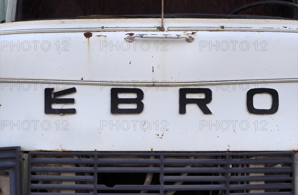 Front view of white van Ebro with radiator grille