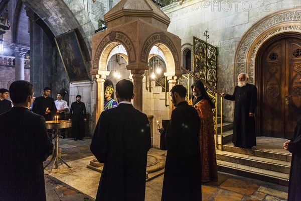 Members of the Armenian Orthodox Church during their Sunday ceremony at the Crusaders Church within the ancient walls of Jerusalem