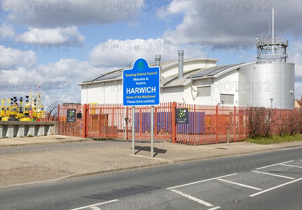 Welcome to Harwich sign next to Trinity House