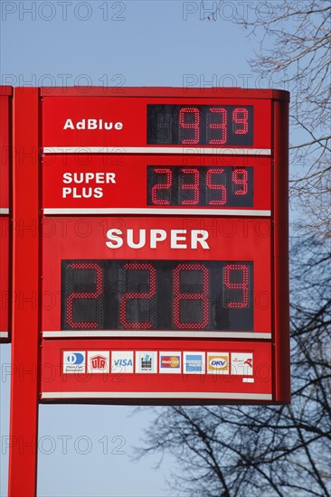 Price board at an Orlen petrol station