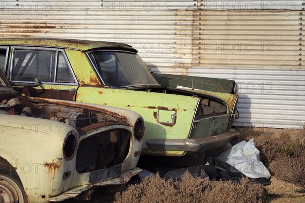 Scrapped Peugeots at scrap yard