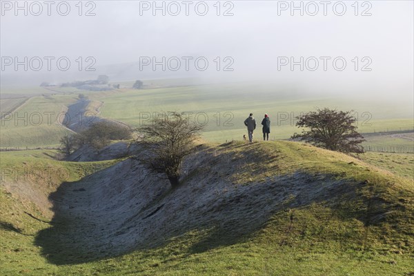 People walking on the Wansdyke earthwork