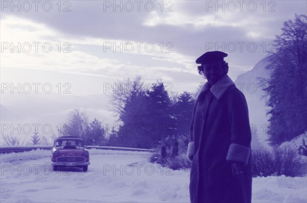 Opel Rekord on snowy road at Achensee