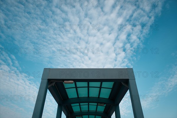 Dramatic blue sky and skywalk