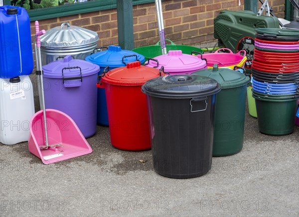 Dustbins on display at TH White country store shop
