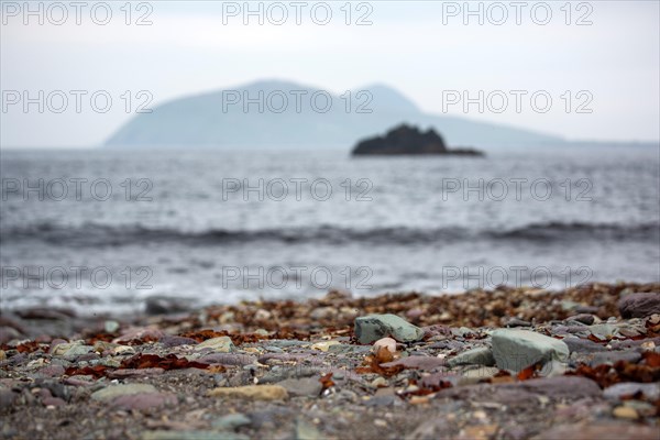 Unusual Great Blasket Island view from mainland at Dunquin