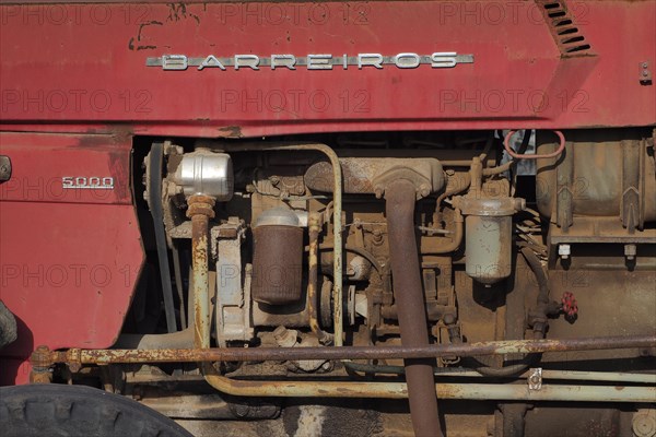 Rusty engine of tractor