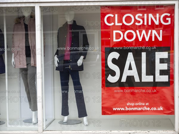 Window poster banner Closing Down sale at Bonmarche shop