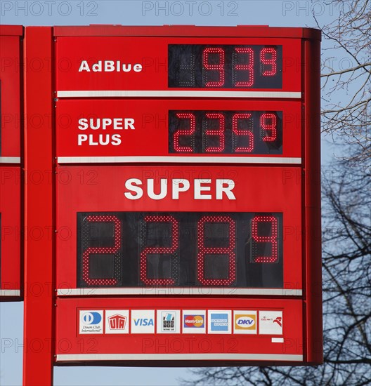 Price board at an Orlen petrol station