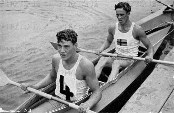 Sven Johansson and Eric Bladstroem won the gold medal in the folding boat double for Sweden