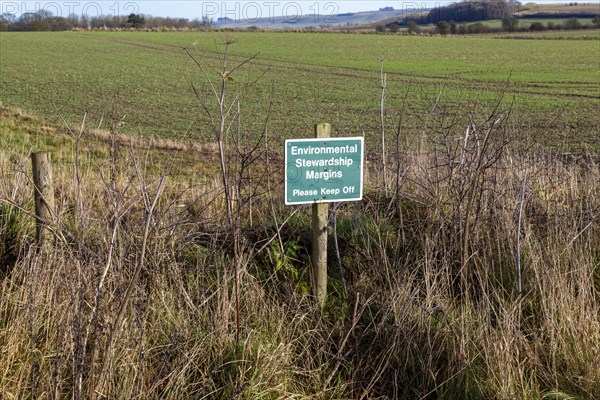 Environmental Stewardship Margins sign on field margin