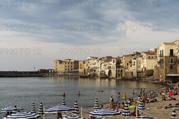 View of the town of Cefalu with beach