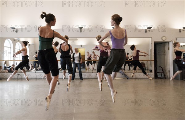 Ballet dancers during their rehearsals for a ballet at their dance studio in St. Petersburg
