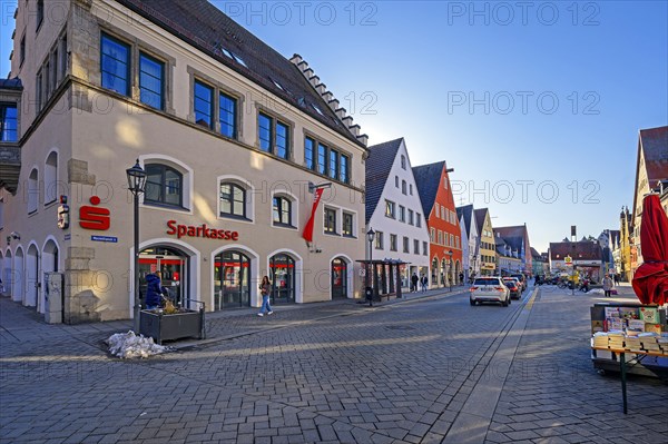 Savings bank and pointed gable houses in Maximilianstrasse