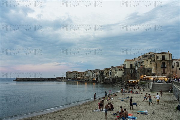 View of the town of Cefalu with beach