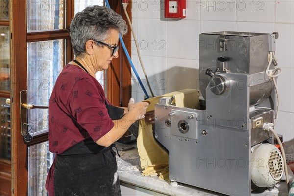 Preparing a lasagne in the kitchen of an agriturismo