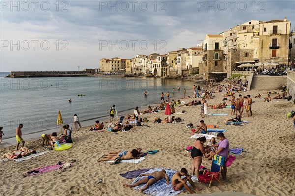 View of the town of Cefalu with beach