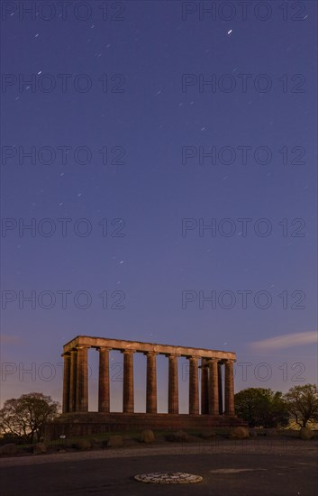 Night shot with stars of the National Monument on Calton Hill