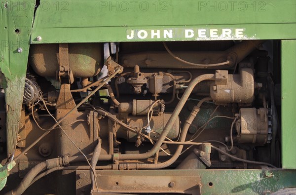 Rusty engine of tractor