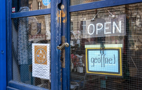 Entrance door to a second hand clothing shop in Kreuzberg