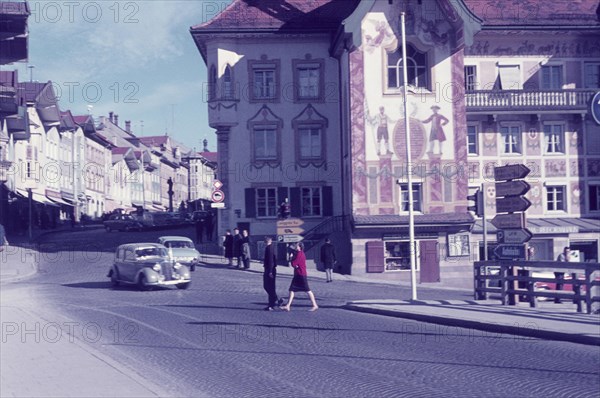 Facade on the Isarkai in Bad Toelz