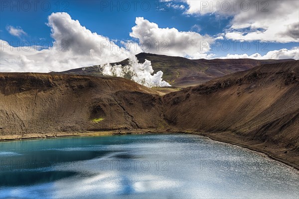 Volcanic lake in summer