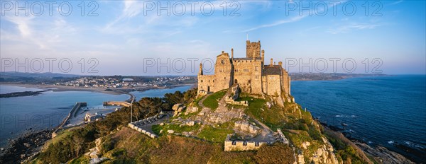 Panorama over St Michaels Mount in Marazion