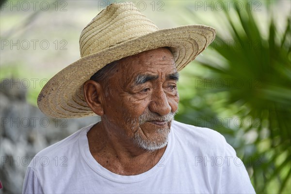Old farmer explaining the production of sisal