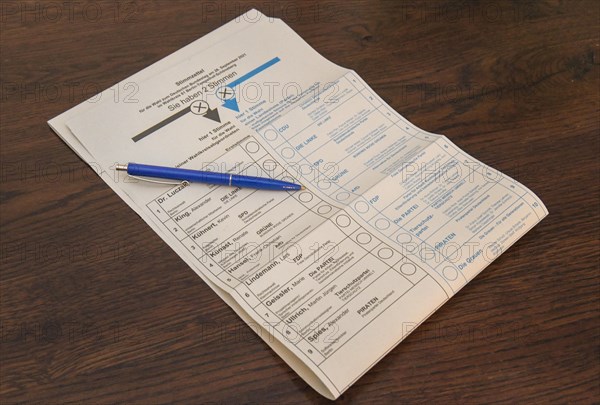 Ballot paper Bundestag election 2021