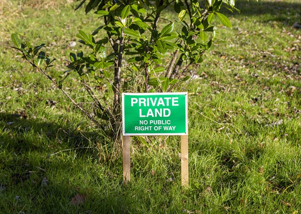 Private land no public right of way sign Suffolk