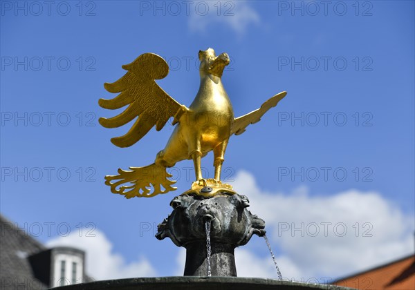 Market fountain with golden eagle