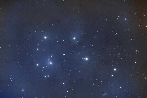 Star cluster Pleiades with reflection nebula
