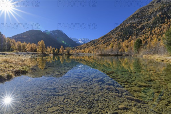 Lake with sun in autumn