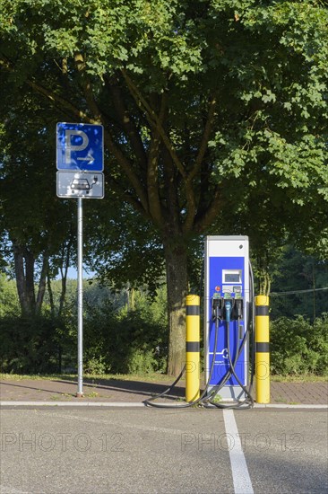 Car power charging station on highway resting place