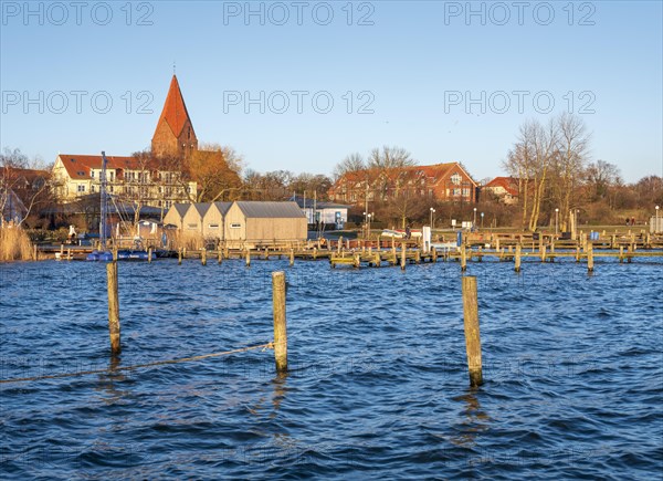 Harbour on the Salzhaff with St. John's Church in the Evening Light