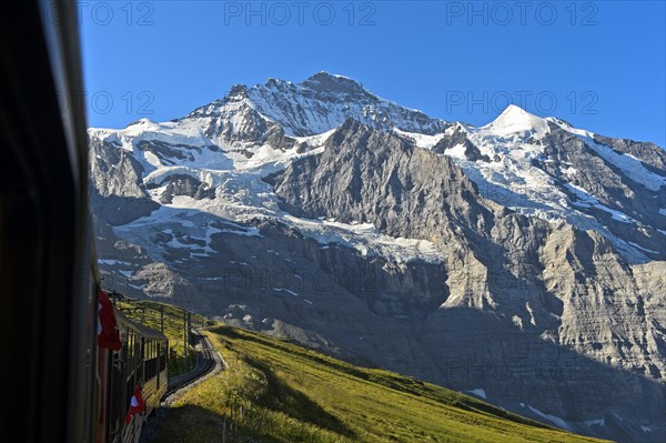 View from the Jungfrau Railway of the Jungfrau and