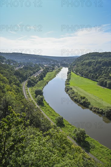 View of the Weser Valley from the Weser Skywalk towards Karlshafen