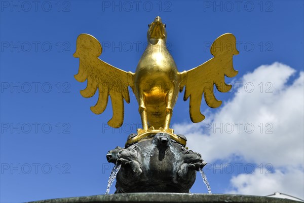 Market fountain with golden eagle