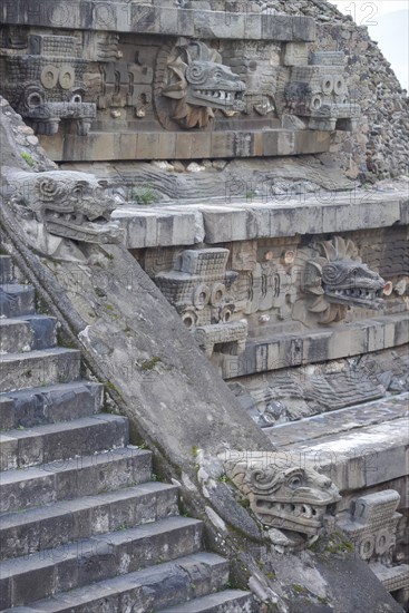 Head Sculptures Temple of Quetzalcoatl